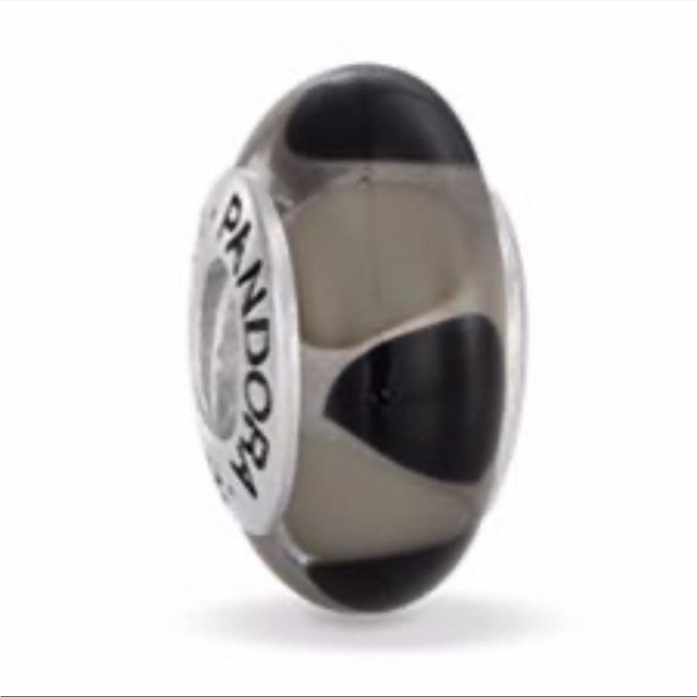 Authentic Pandora Black and Gray Murano Glass Charm